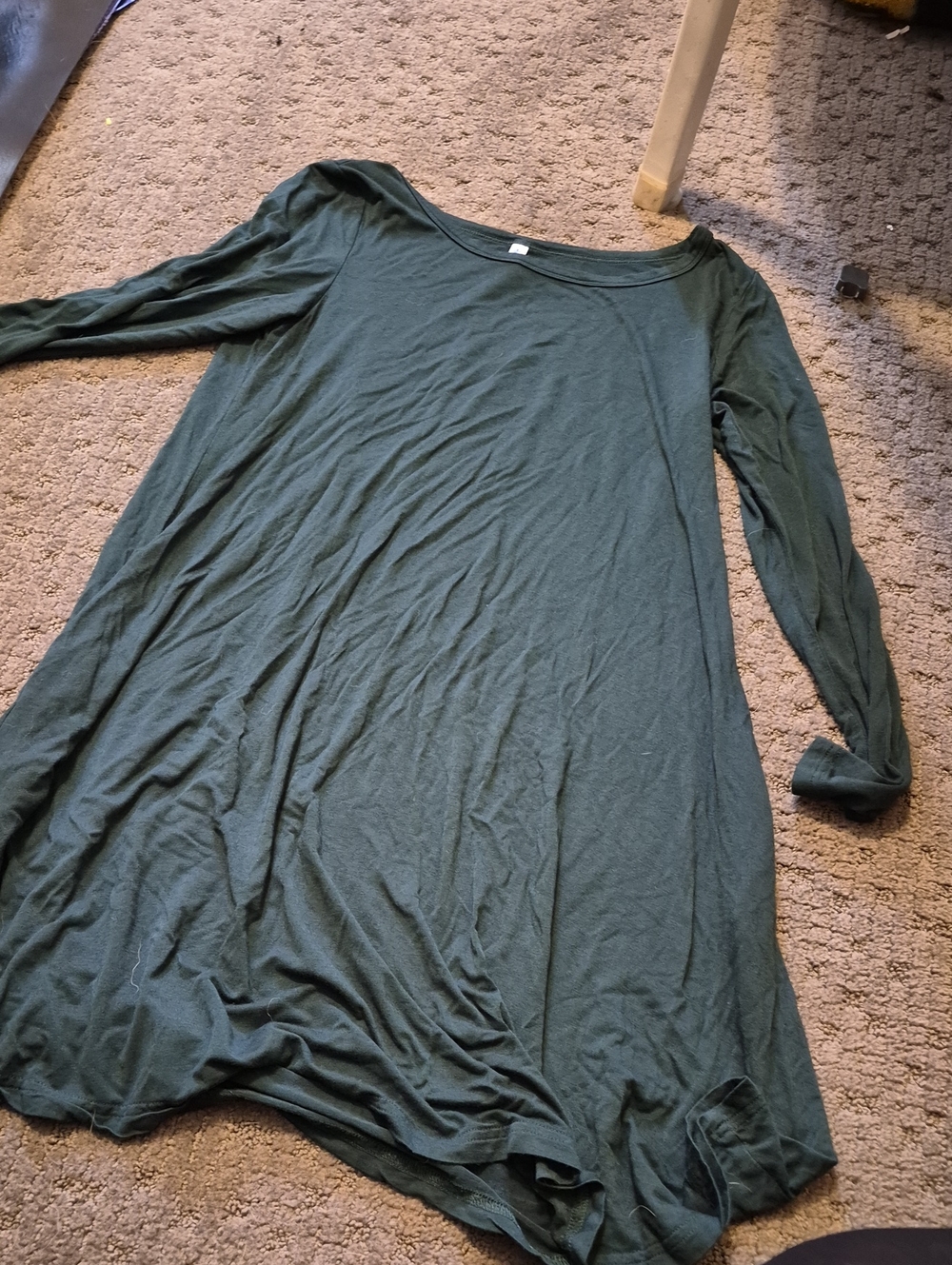 Women's Long Sleeve Swing Dress in Deep Green